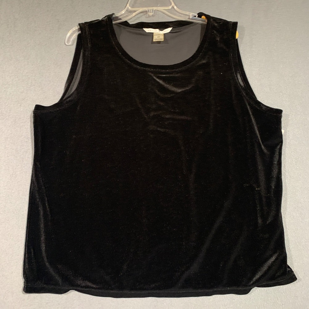 Peter Nygard Black‎ Velvet Sleeveless Tank Top Womens 2X Luxe Blouse
